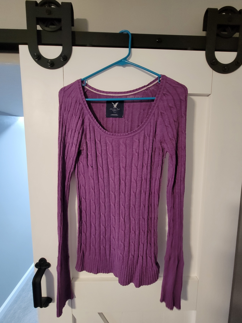 American Eagle Outfitters Lavender Cable Scoop Neck Sweater